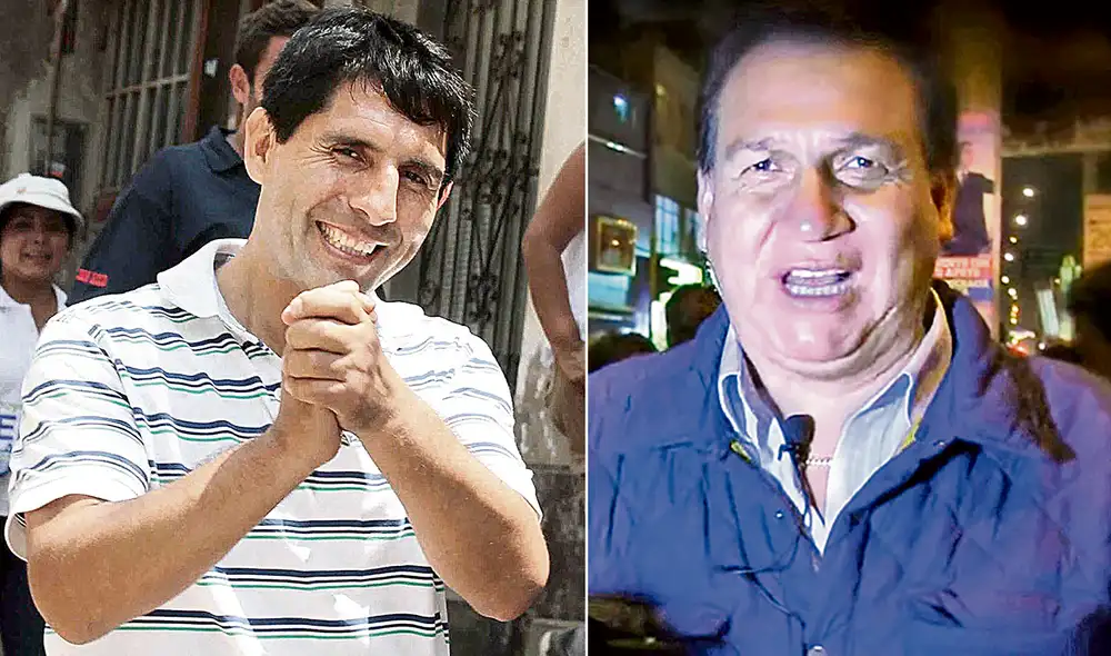 Padrinos. Pedro Angulo Acevedo, quien postula al municipio de San Juan de Lurigancho, y Benigno ''Benito'' Calderón financiaron los buses para los manifestantes. Foto: difusión