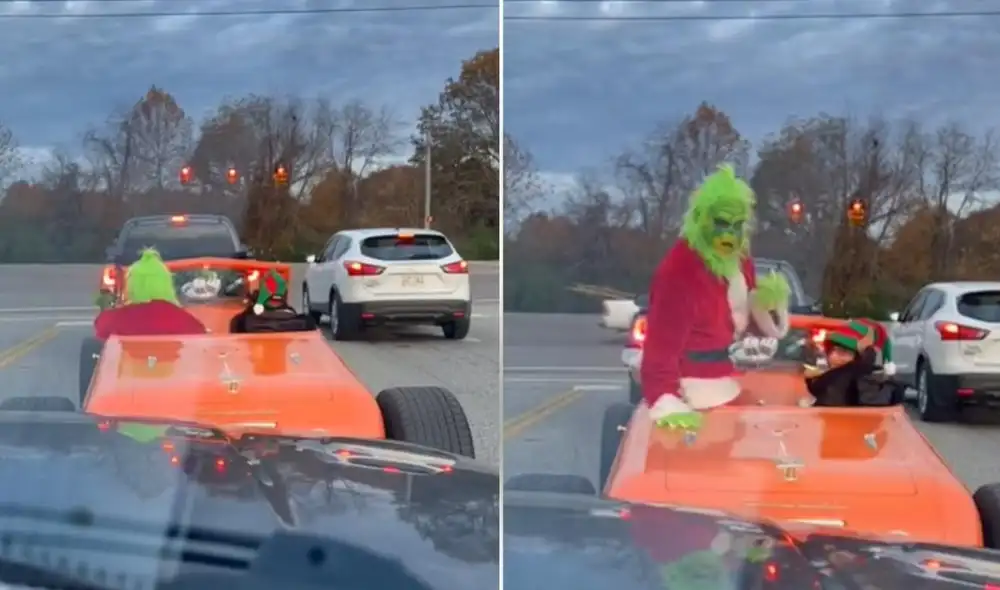 "El mejor video que he visto hoy", "La risa del niño lo es todo", comentaron algunos usuarios en el clip que mostró a un conductor disfrazado de El Grinch. Foto: captura de TikTok