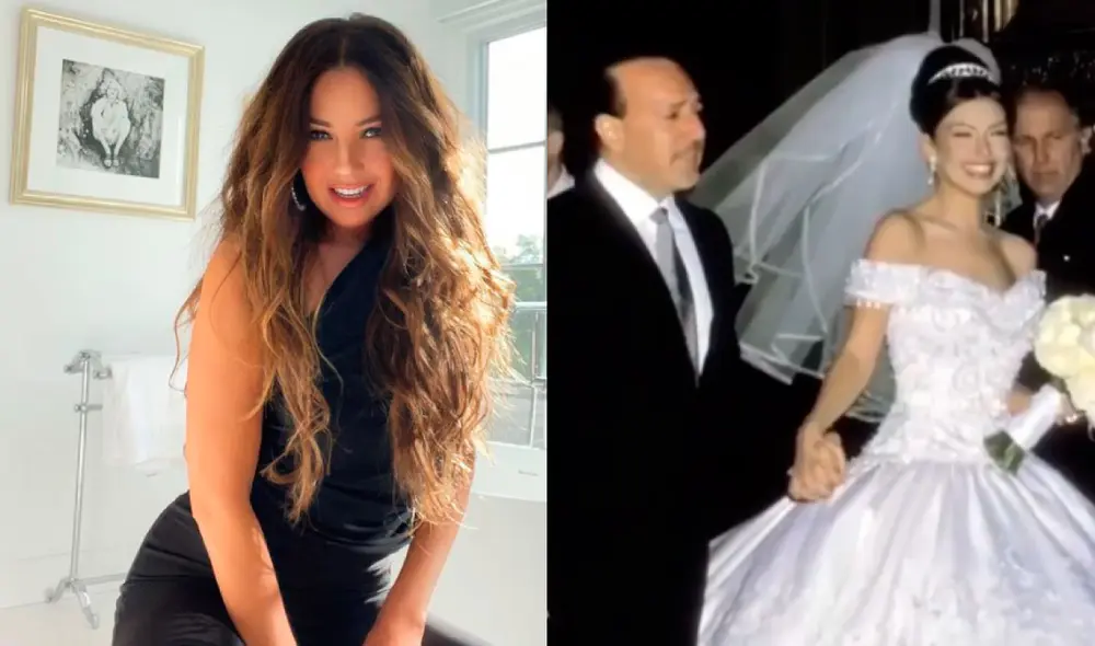 Thalía compartió con sus seguidores su felicidad tras cumplir un año más de casada. Foto: composición Thalía, Tommy Mottola/Instagram.