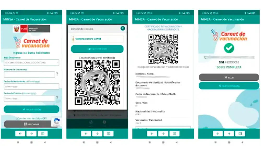 La app cuenta con un escáner de código QR para saber si terceros están vacunados contra la COVID-19. Foto: Google Play La app cuenta con un escáner de código QR para saber si terceros están vacunados contra la COVID-19. Foto: Google Play