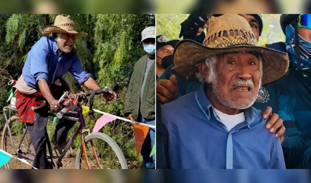 El anciano logró completar el circuito y fue felicitado por el resto de ciclistas. Foto: captura de Facebook