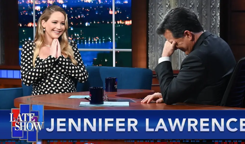 Jennifer Lawrence reveló cuál fue su actividad más frecuente durante la pandemia. Foto: Youtube The late show with Stephen Colbert