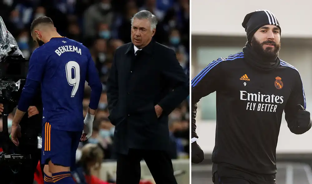 Karim Benzema sufrió las molestias en los isquiotibiales en el duelo ante la Real Sociedad. Foto: composición/ EFE/ Real Madrid Karim Benzema sufrió las molestias en los isquiotibiales en el duelo ante la Real Sociedad. Foto: composición/ EFE/ Real Madrid