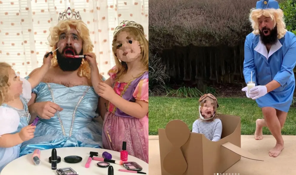 Las divertidas fotografías que realizó el hombre ha lado de sus hijas han servido de sugerencia para miles de usuarios. Foto: captura de TikTok