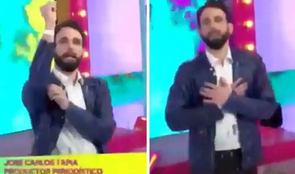 Gigi Mitre tuvo que conducir sola Amor y Fuego estos dos últimos días tras la ausencia de Rodrigo González. Foto: captura Willax TV