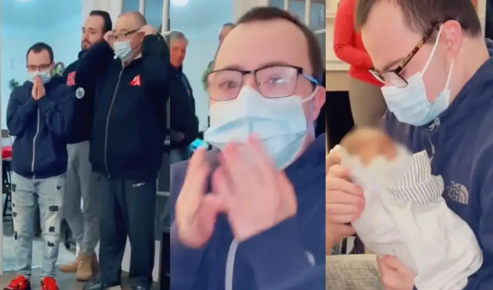 La tierna reacción de un hombre al enterarse que su sobrino recién nacido lleva su nombre. Foto: captura de TikTok.