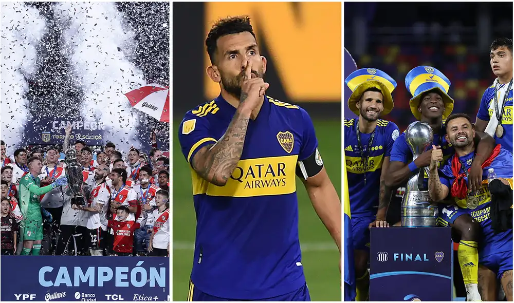 Carlos Tévez ganó la Copa Libertadores y la Copa Intercontinental con Boca Juniors en 2003. Foto: composición/ AFP