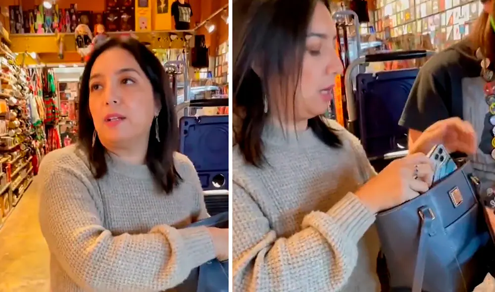El empleado de la tienda llamó al teléfono de la mujer y descubrió que el dispositivo estaba en el bolso. Foto: TikTok / fuxktdub El empleado de la tienda llamó al teléfono de la mujer y descubrió que el dispositivo estaba en el bolso. Foto: TikTok / fuxktdub