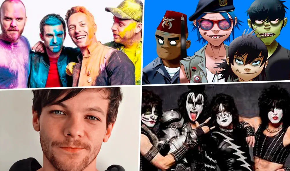 Gorillaz, Kiss y Coldplay son algunas de las bandas que darán conciertos en Colombia durante el 2022. Foto: composición/LR