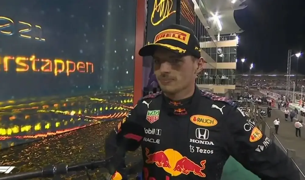 Max Verstappen se subió a la cima del podio en el Gran Premio de Abu Dhabi de la F1. Foto: captura video ESPN Max Verstappen se subió a la cima del podio en el Gran Premio de Abu Dhabi de la F1. Foto: captura video ESPN