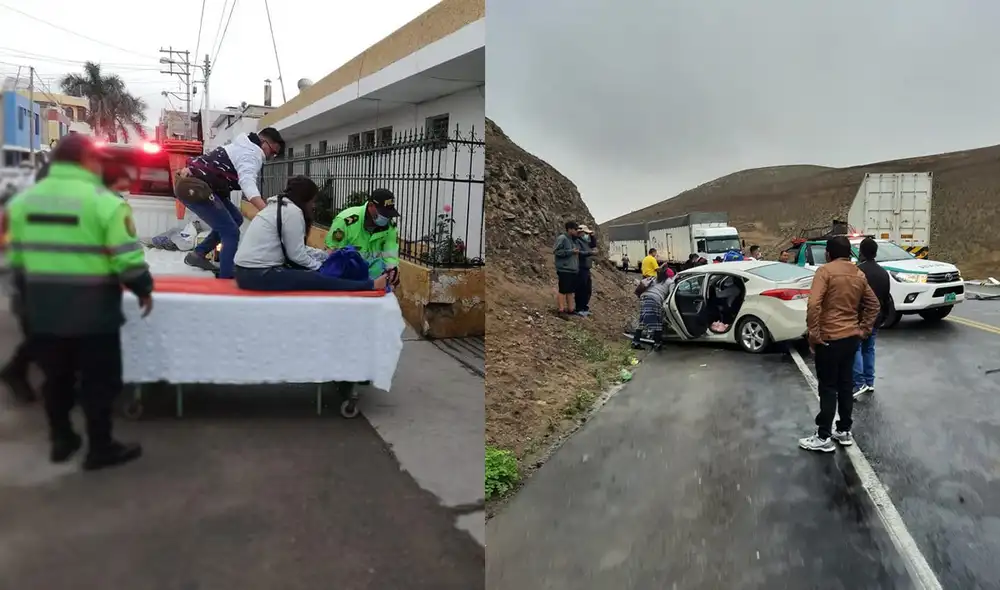 Las personas que resultaron heridas iban en el vehículo menor. Foto: PNP Las personas que resultaron heridas iban en el vehículo menor. Foto: PNP