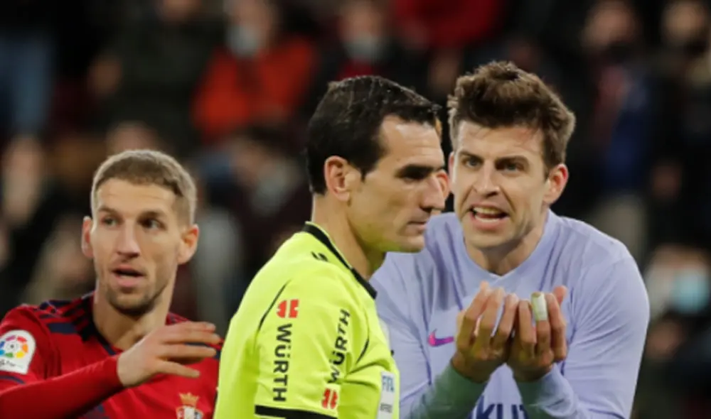 Piqué jugó todo el partido ante Osasuna y recibió tarjeta amarilla. Foto: EFE