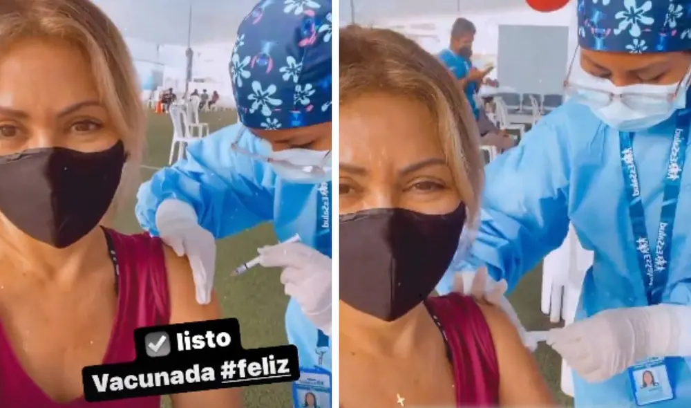 Gisela Valcárcel emocionada tras ser inmunizada. Foto: Instagram Gisela Valcárcel emocionada tras ser inmunizada. Foto: Instagram