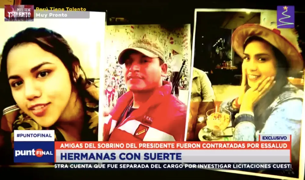 Fray Vásquez Castillo, sobrino del jefe de Estado, junto con las hermanas Blanco Ramírez. Foto: captura de Latina