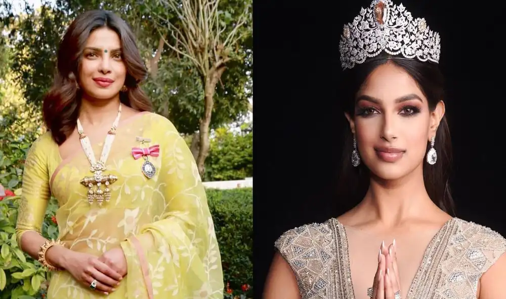 Priyanka Chopra emocionada por el triunfo de Harnaaz Sandhu en el Miss Universo 2021. Foto: Priyanka Chopra/Facebook, Miss Universo/Facebook