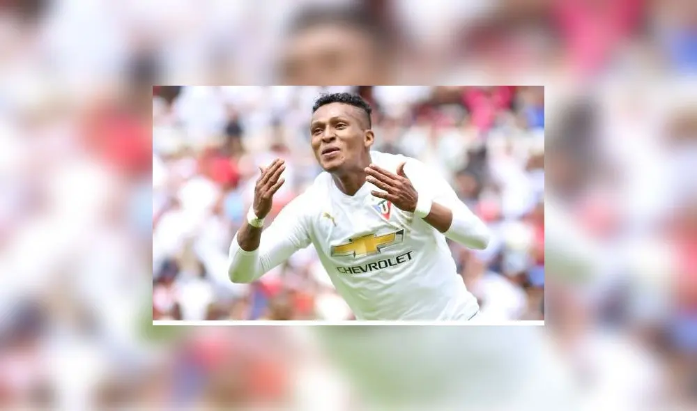 Festejo de Guerrero cuando vestía la camiseta de LDU de Ecuador Foto: benditofutbol.com