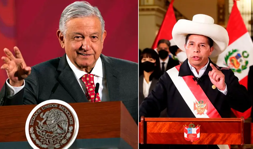 López Obrador reprochó que “los adversarios” iniciaron el proceso de destitución de Castillo solo un mes y medio después que asumiera el poder. Foto: composición/AFP/EFE