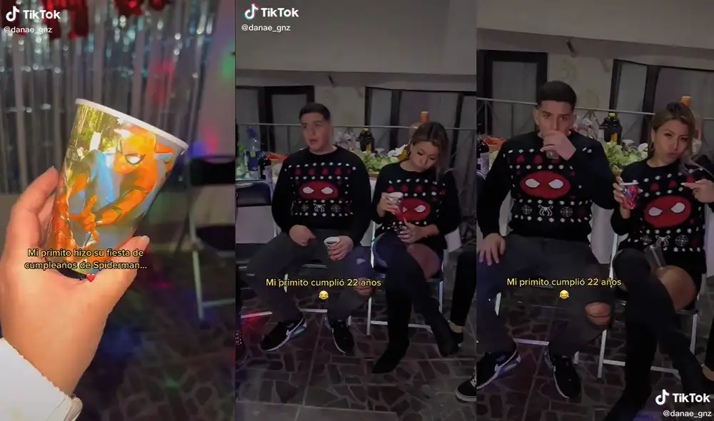 El divertido joven luce orgullosamente su suéter del personaje de ficción de comics. Foto: captura de TikTok