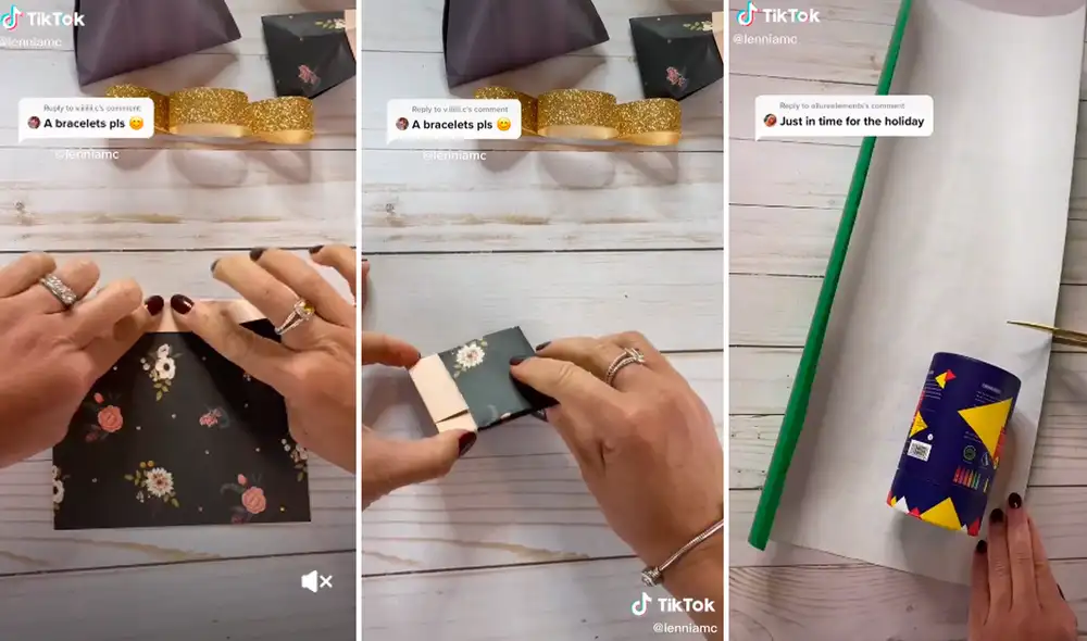 Si eres novato en la labor de envolver regalos, aquí veras que es más simple de lo que esperabas. Foto: captura de TikTok Si eres novato en la labor de envolver regalos, aquí veras que es más simple de lo que esperabas. Foto: captura de TikTok