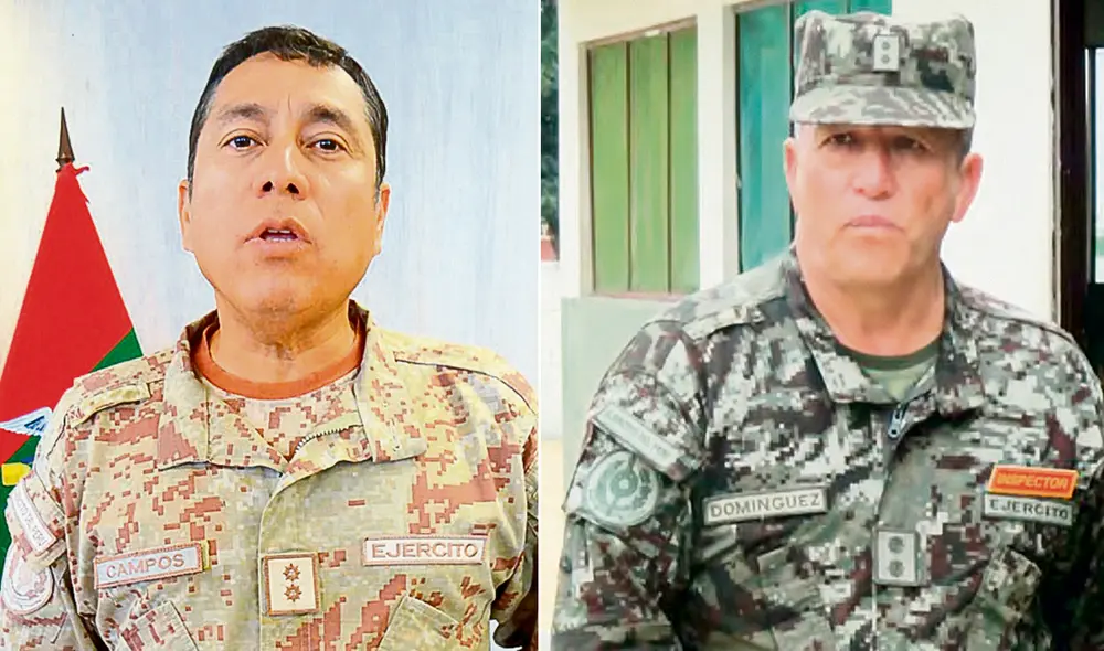 En la lista. Generales de brigada EP Marco Campos Gerónimo y Julio Domínguez Pasco presentaron acciones de amparo, pero jefe de Estado igual les dio de baja. Foto: composición/ difusión En la lista. Generales de brigada EP Marco Campos Gerónimo y Julio Domínguez Pasco presentaron acciones de amparo, pero jefe de Estado igual les dio de baja. Foto: composición/ difusión