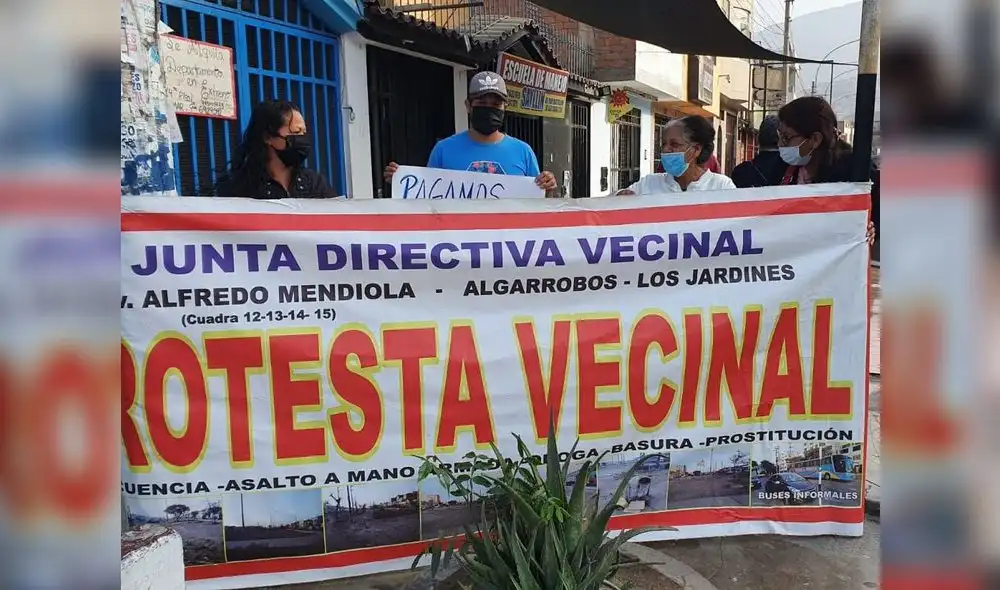 La protesta se registró en la urbanización Los Jardines en el distrito de SMP. Foto: María Pía Ponce / URPI-LR La protesta se registró en la urbanización Los Jardines en el distrito de SMP. Foto: María Pía Ponce / URPI-LR