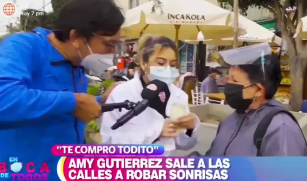 Amy Gutiérrez sale a las calles para apoyar a vendedoras junto a En boca de todos. Fotos: captura de América TV