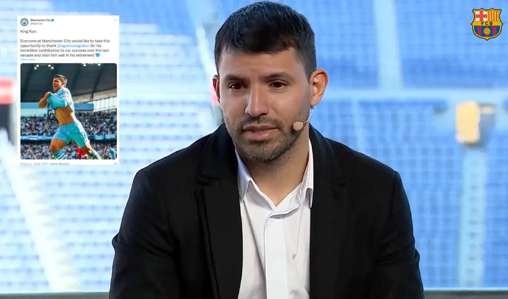 'Kun' Agüero se despidió del fútbol por un problema cardiaco. Foto: composición captura Twitter FC Barcelona 'Kun' Agüero se despidió del fútbol por un problema cardiaco. Foto: composición captura Twitter FC Barcelona