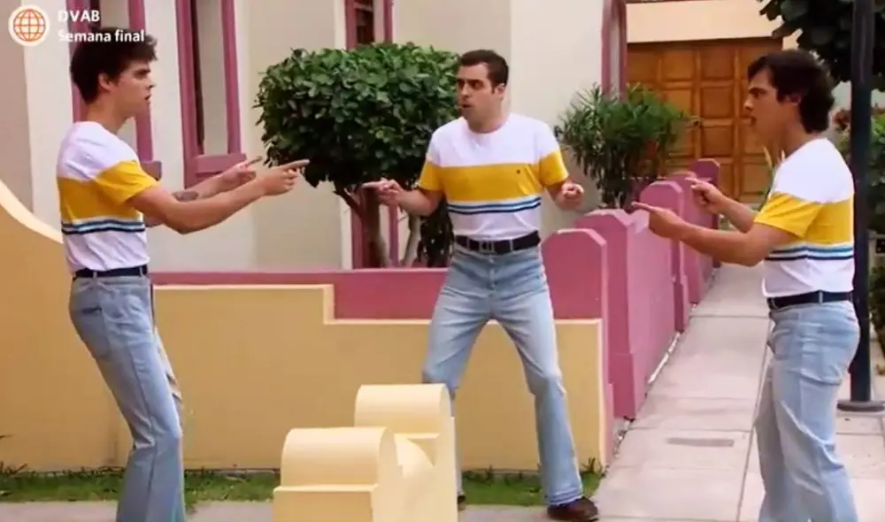 Los tres actores que interpretaron a Julio Ganoza se ven las caras en De vuelta al barrio. Foto: captura de América TV Los tres actores que interpretaron a Julio Ganoza se ven las caras en De vuelta al barrio. Foto: captura de América TV