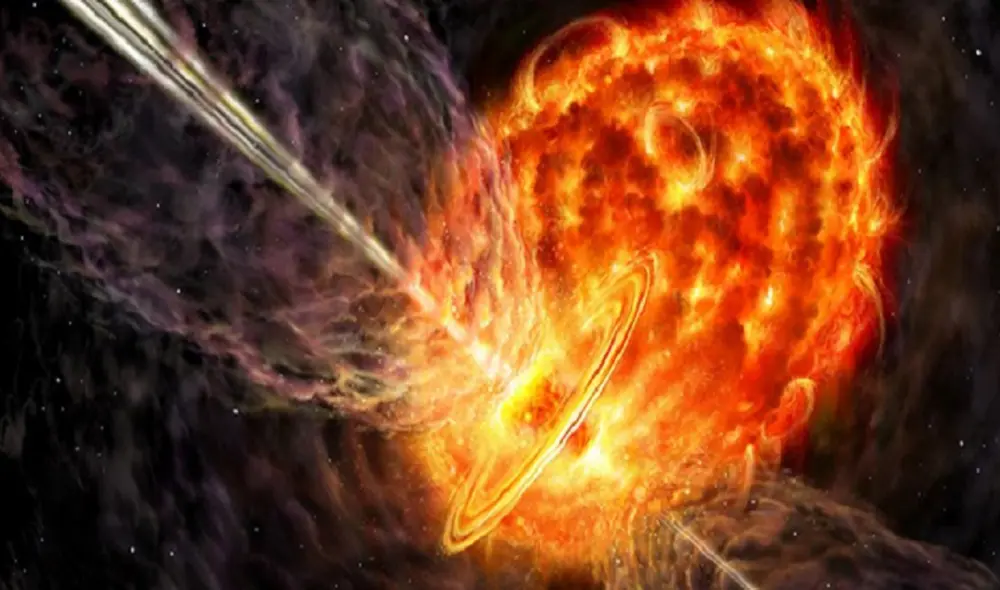 Ilustración de dos estrellas interactuando en una misma atmósfera. Foto: Danielle Futselaar / CSIC