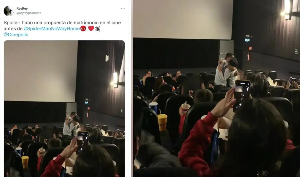 La página oficial de Cinépolis no dudó en felicitar a la pareja. ¡Que vivan los novios!, comentaron. Foto: captura de Twitter