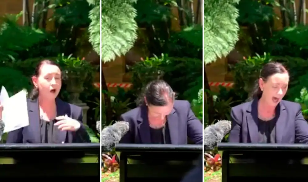 Una araña interrumpe la conferencia de la ministra Yvette D’ath en Australia. Foto: captura de video/EFE Una araña interrumpe la conferencia de la ministra Yvette D’ath en Australia. Foto: captura de video/EFE