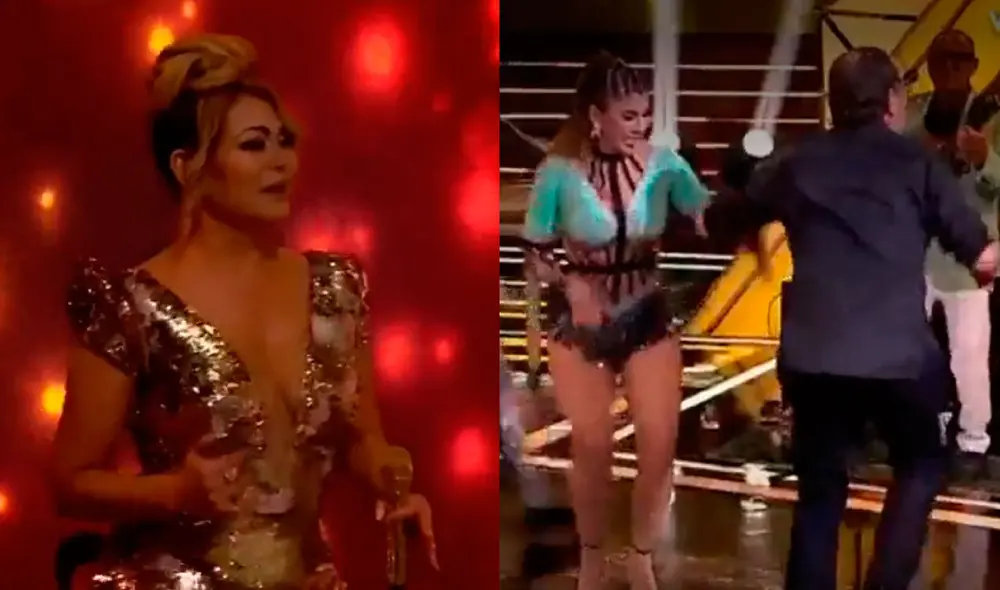Gisela Valcárcel quedó sorprendida con el baile de Yahaira Plasencia y su padre Javier Plasencia. Foto: captura América TV.