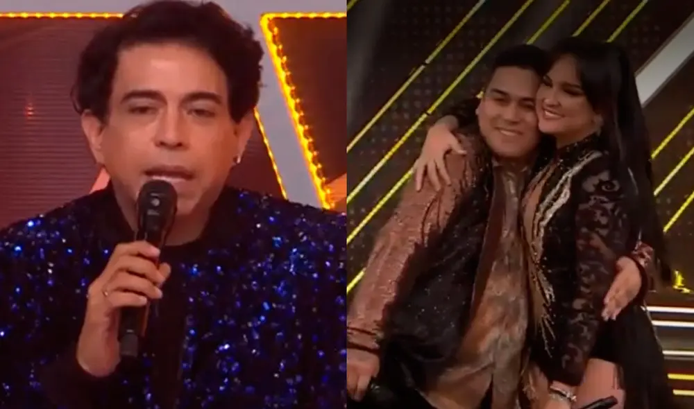 Ernesto Pimentel, con la voz entrecortada, dijo estar emocionado con el performance de César Vega y Daniela Darcourt. Foto: captura América TV.