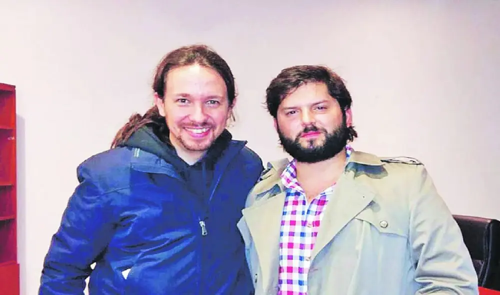 Pablo Iglesias estuvo en 2017 en Chile y se reunió con Gabriel Boric. Foto: difusión Pablo Iglesias estuvo en 2017 en Chile y se reunió con Gabriel Boric. Foto: difusión