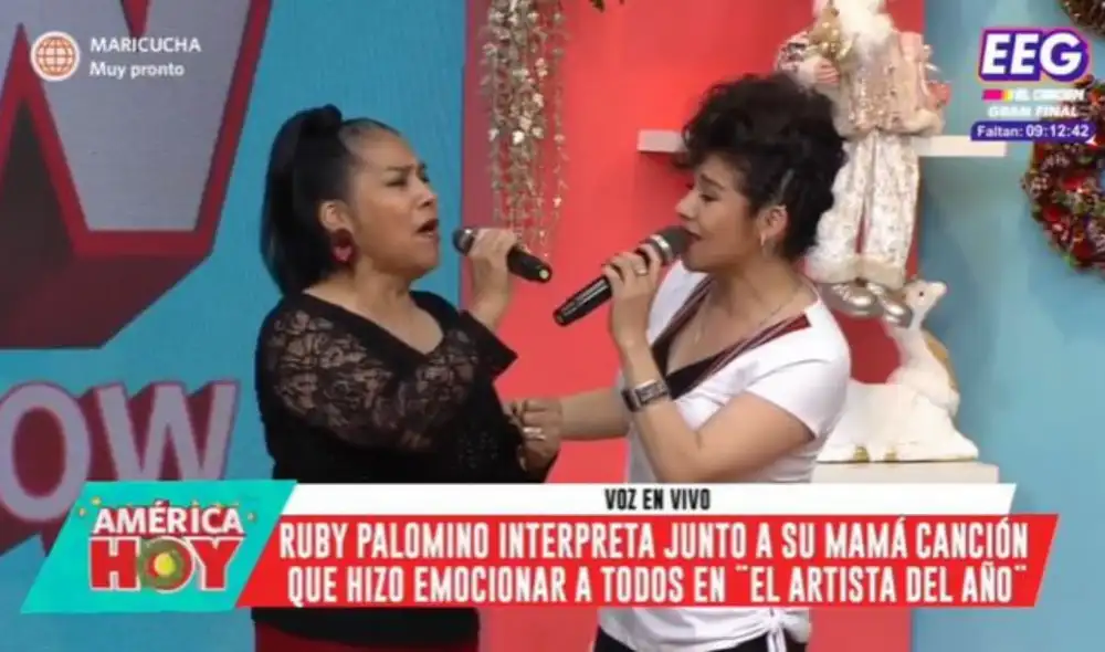 Ruby Palomino volvió a presentarse junto a su madre para cantar frente a las cámaras. Foto: América TV Ruby Palomino volvió a presentarse junto a su madre para cantar frente a las cámaras. Foto: América TV