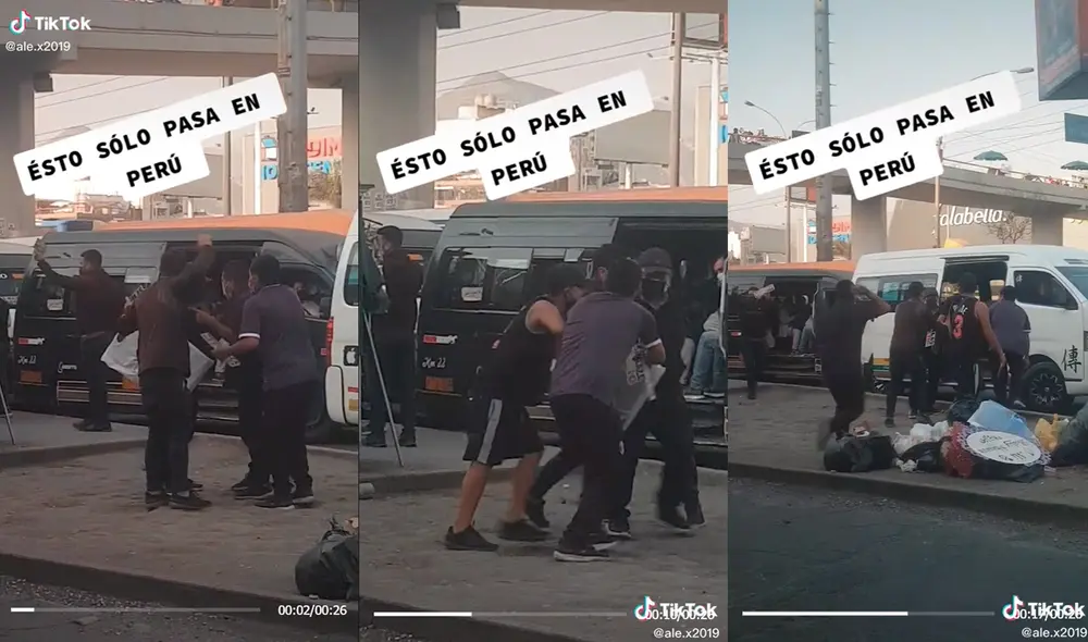 El hombre terminó entrando a una de las movilidades de los cobradores. Foto: captura de TikTok