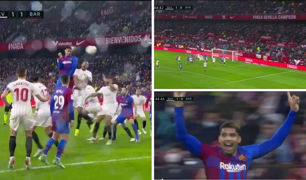 Ronald Araújo anotó el empate para el FC Barcelona. Foto: captura ESPN.