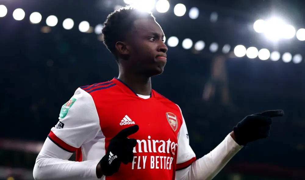 Eddie Nketiah marcó un triplete y fue la figura del partido. Foto: Arsenal.