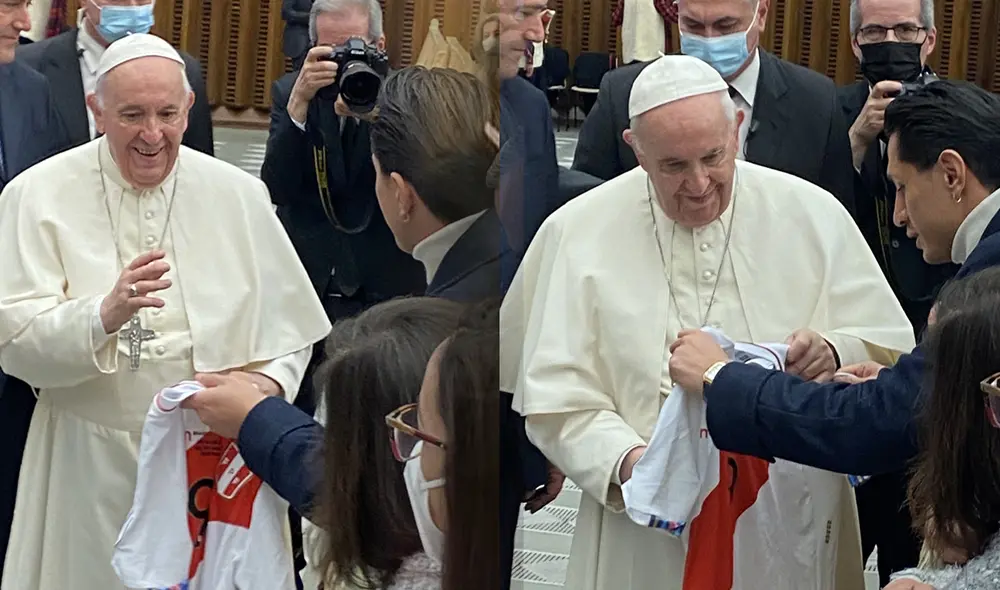 Gianluca Lapadula y Papa Francisco. Foto: composición/@Nela0212
