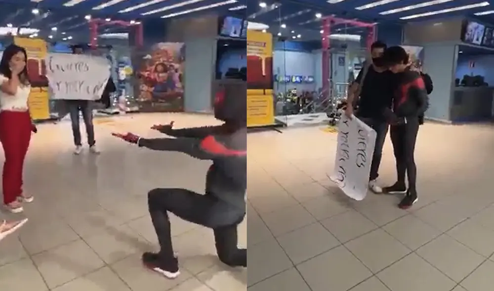 El muchacho declarándose a su amiga. Foto: captura de Facebook