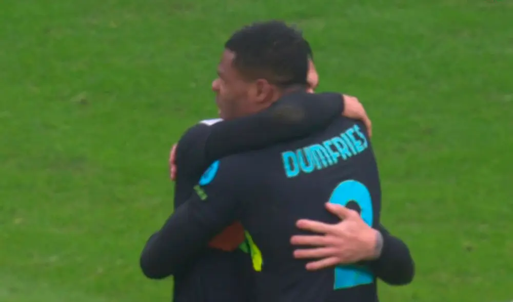 Dumfries le da la victoria a los dirigidos por Simone Inzaghi. Foto: captura ESPN Dumfries le da la victoria a los dirigidos por Simone Inzaghi. Foto: captura ESPN