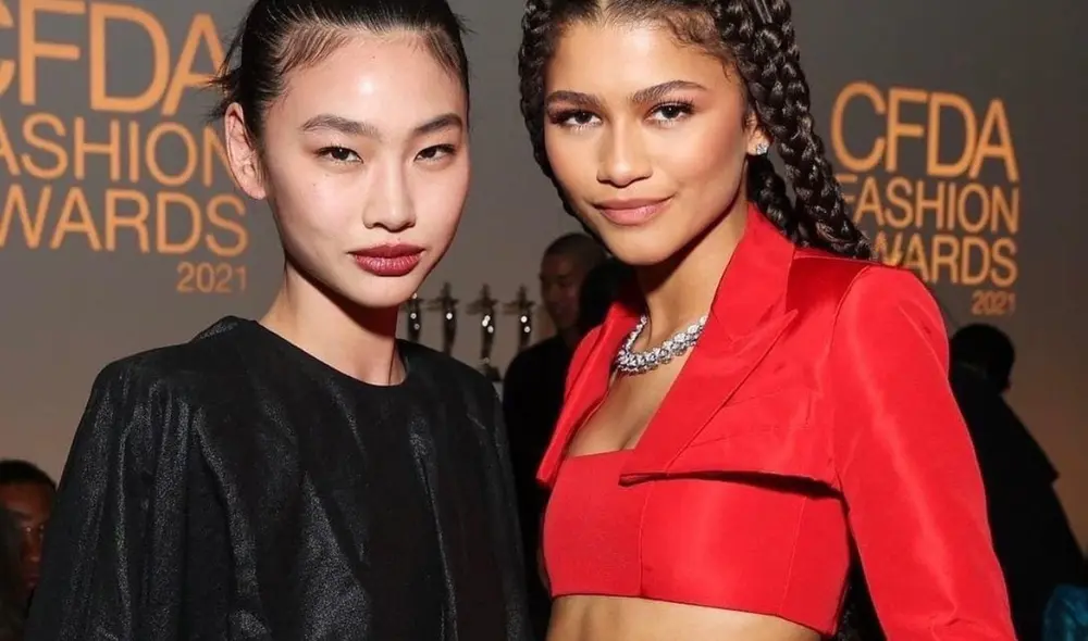 Jung Ho Yeon y Zendaya en los 2021 CFDA Fashion Awards. Foto: CFDA
