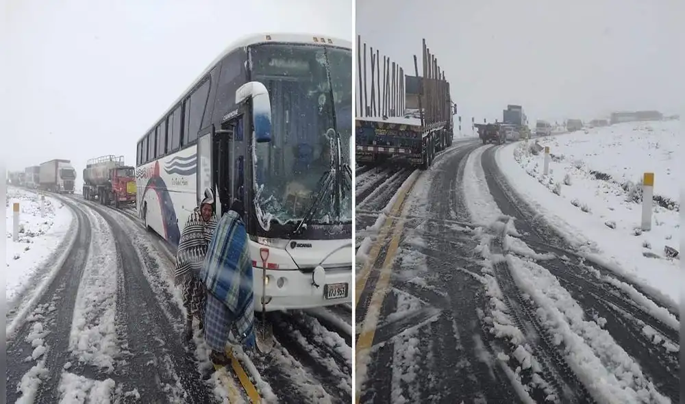 Tránsito fue restringido como producto de esta fuerte nevada. Foto: FG Noticias.pe Tránsito fue restringido como producto de esta fuerte nevada. Foto: FG Noticias.pe