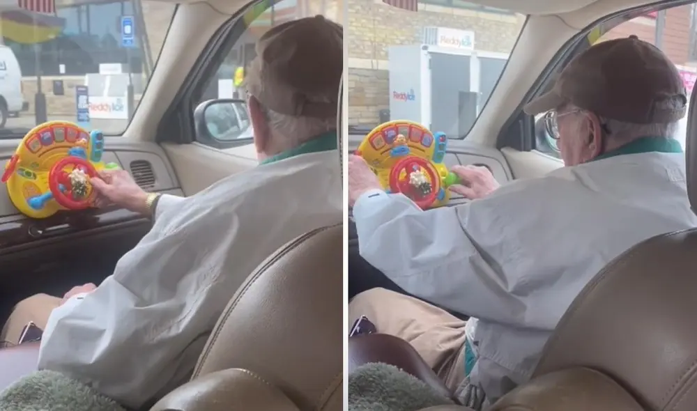 La escena del abuelo al 'volante' fue compartida en redes y superó los 22 millones de reproducciones y 2,8 millones de 'me gusta'. Video: captura de TikTok