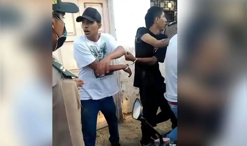 Supuestos ladrones fueron esposados por la Policía. Foto: captura de video/Noticias Digital Áncash.