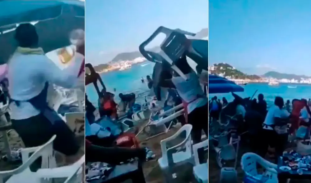 Los momentos del incidente entre visitantes y meseros en Acapulco fue grabado por algunos presentes. Foto: captura de video/Reforma Los momentos del incidente entre visitantes y meseros en Acapulco fue grabado por algunos presentes. Foto: captura de video/Reforma
