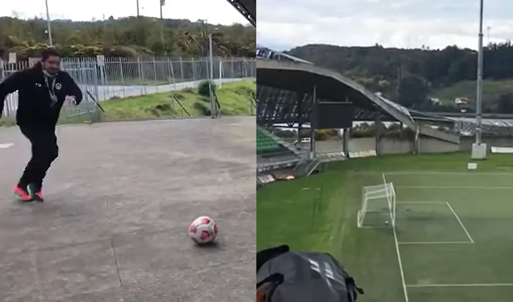 El hombre ganó la apuesta que le hicieron sus jugadoras en el primer intento. Foto: captura de YouTube