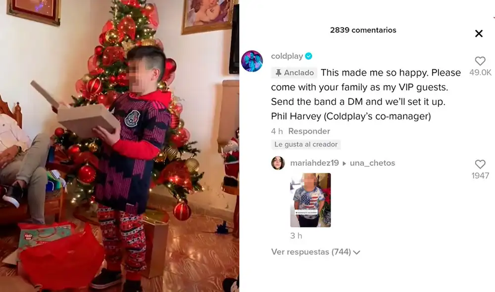 La alegría del pequeño logró emocionar a la banda y ellos decidieron otorgarle un premio por ser un verdadero fanático. Foto: captura de TikTok La alegría del pequeño logró emocionar a la banda y ellos decidieron otorgarle un premio por ser un verdadero fanático. Foto: captura de TikTok