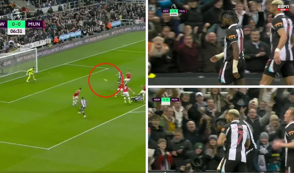 Asi fue el gol del Newcastle. Foto: captura ESPN. Asi fue el gol del Newcastle. Foto: captura ESPN.