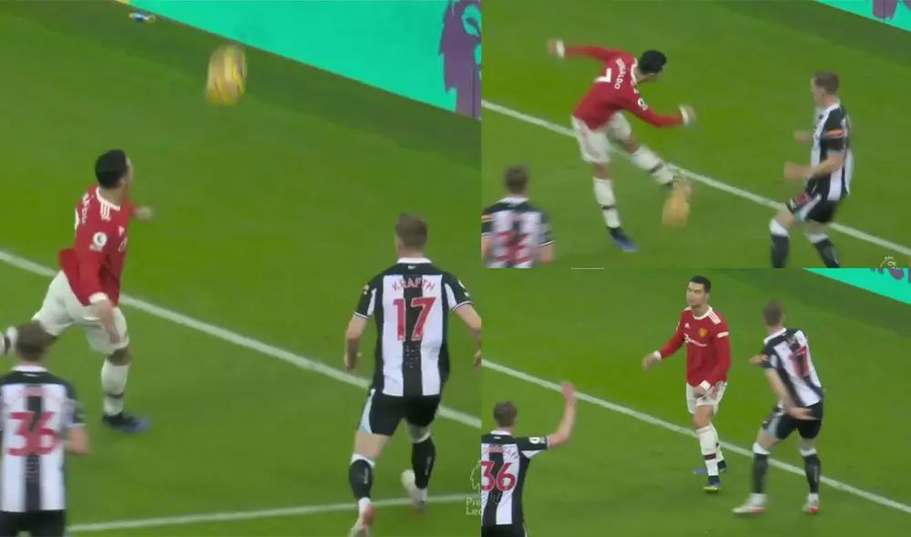 El luso no logró darle de lleno al balón y lo pifió. Fuente: Composición de Captura ESPN